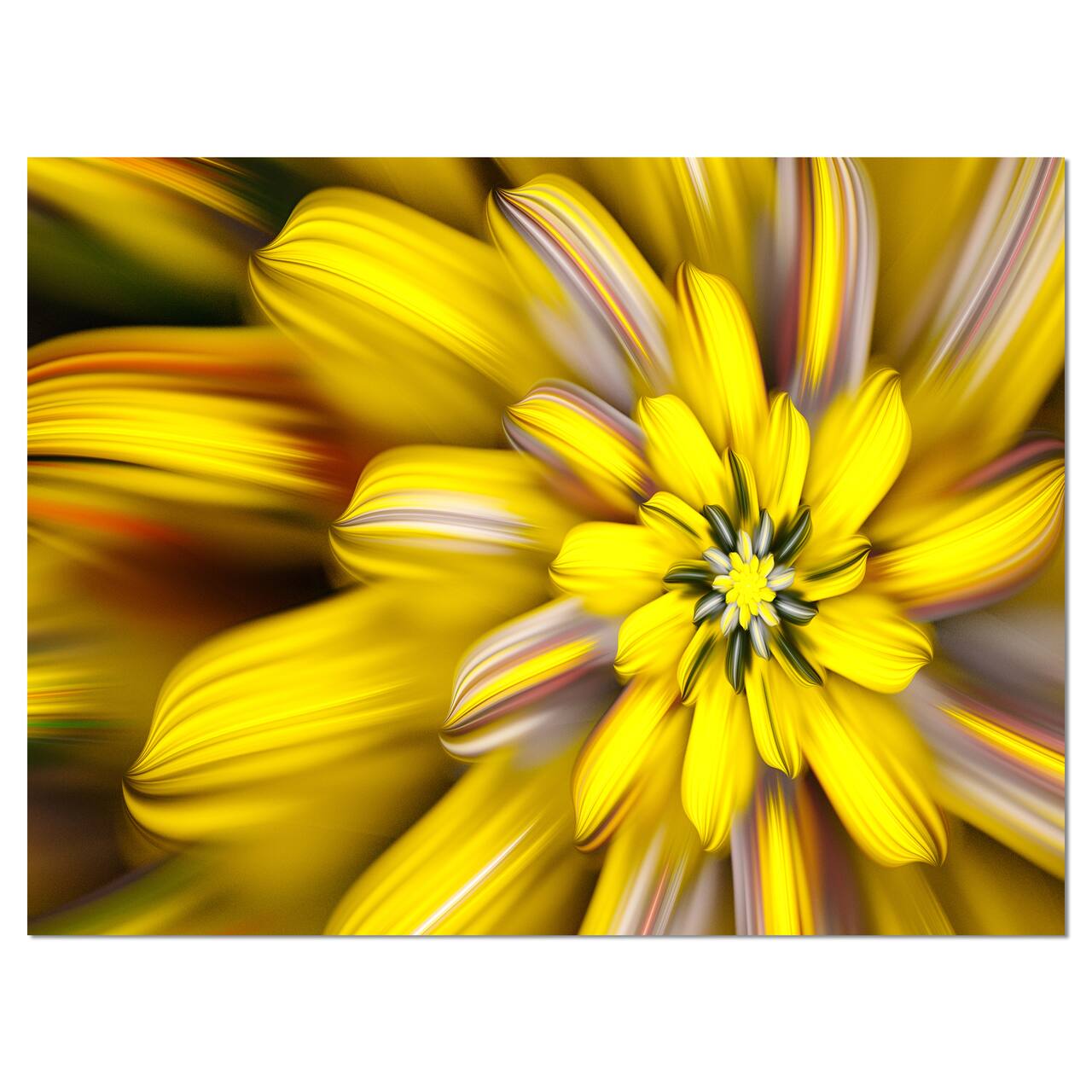 Designart - Massive Yellow Fractal Flower - Floral Canvas Art Print